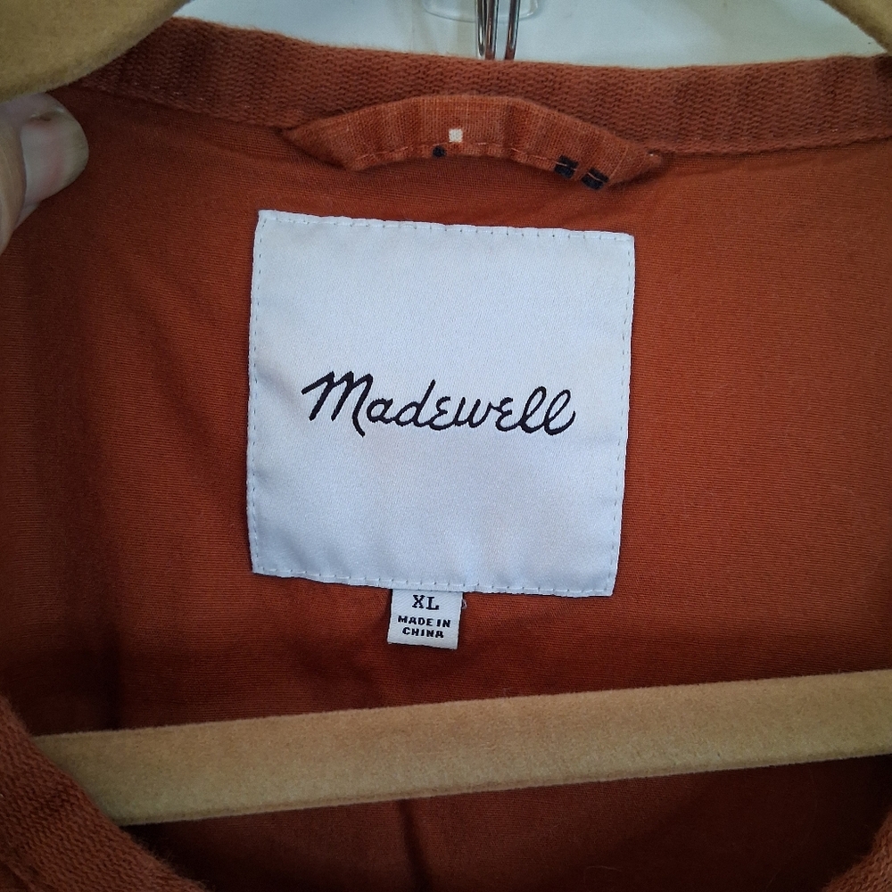 Madewell Women's Cotton Rust Colored Quilted Bandana Jacket "as is" (No Belt) - Picture 9 of 16